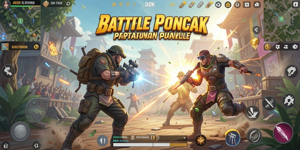 Screenshot DKK menunjukkan aksi intens di medan perang Battle Royale.