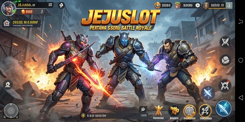 Tampilan seru pertarungan dalam JEJUSLOT game Battle Royale.