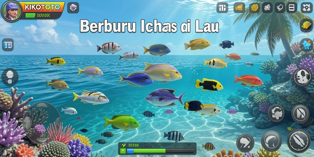 Tampilan gameplay KIKOTOTO menampilkan momen seru saat menangkap ikan.