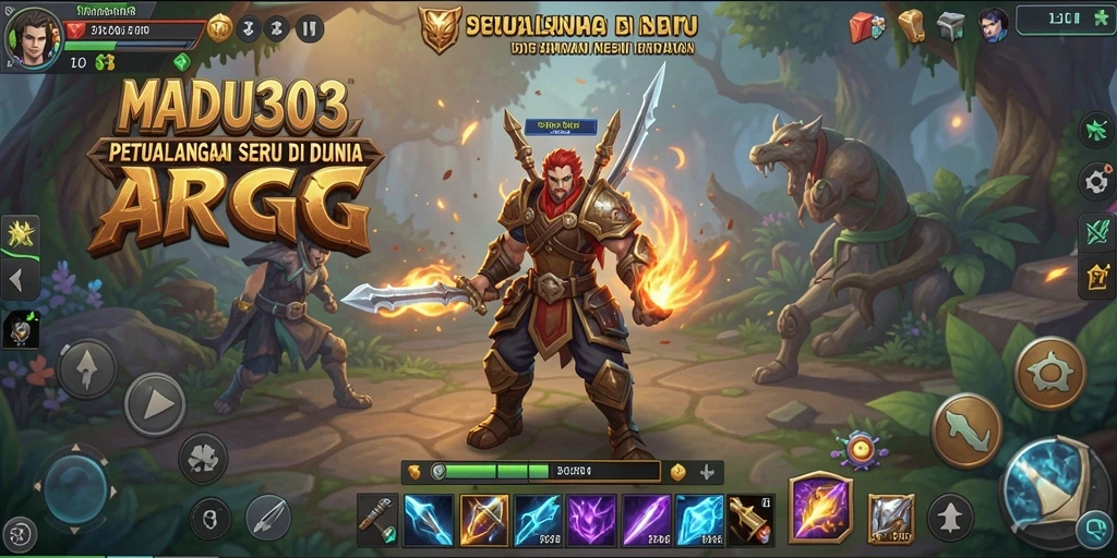 Screenshot gameplay MADU303 menampilkan karakter bertarung melawan monster jahat.