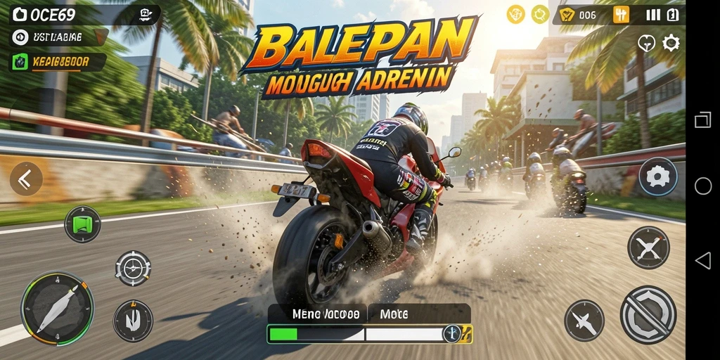 Screenshot OCE69 menampilkan balapan motor yang intens dan grafis yang menakjubkan.