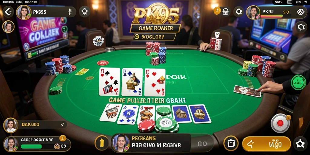 Screenshot gameplay PK95 dengan aksi seru permainan Poker.