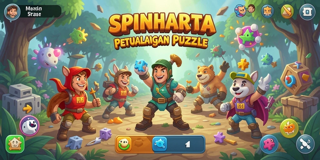 Tampilan gameplay seru dari SPINHARTA saat menyelesaikan puzzle.